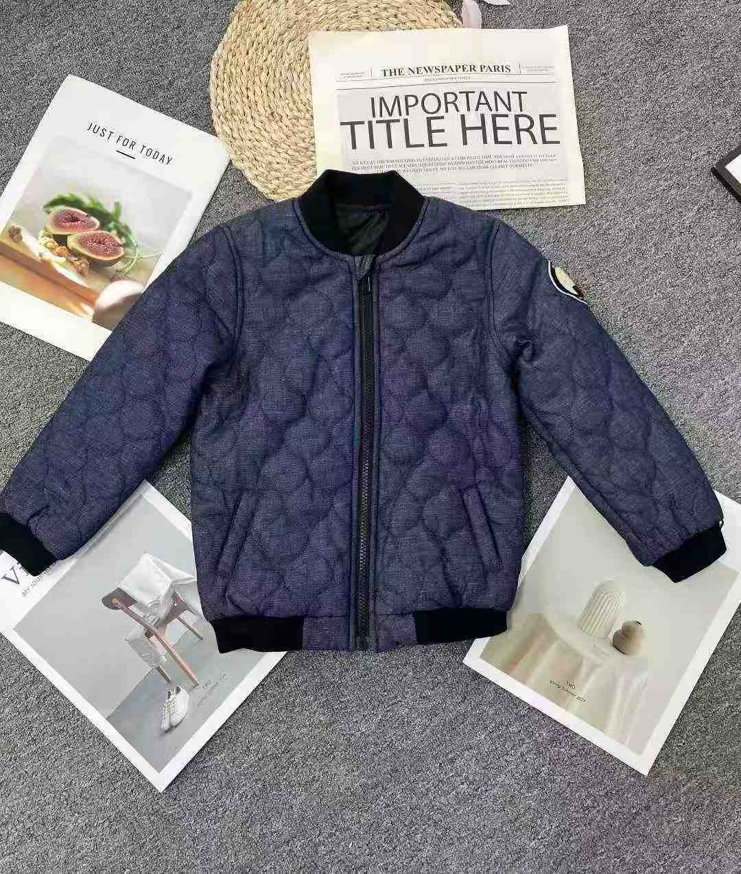 Trendy Embroidered Kids Thickened Cotton Padded Jackets 2-8Y 2 Colors Chinese Clothing Stock Lots Bulk Wholesale - Image 1