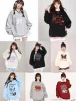 Women's Dopamine Candy Color Printed Cotton Crewneck Sweatshirts | Chinese Clothing Stock Lots Bulk Wholesale Export - Image 1