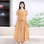 French Retro Premium Plus Size Summer Waist Slimming Long Dresses Bulk Chinese Clothing Stock For Wholesale Export - Image 1