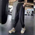 Spring Autumn New Plus Size Women's Loose Breathable High Stretch Harem Jogger Pants, Whole Clearance Bulk Lot 214pcs Solid Black - Image 1