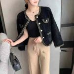 Full Clearance 2000pcs Women's French Elegant Small Fragrance Style Short Mink Knit Cardigan Outerwear, Black & White Available - Image 1