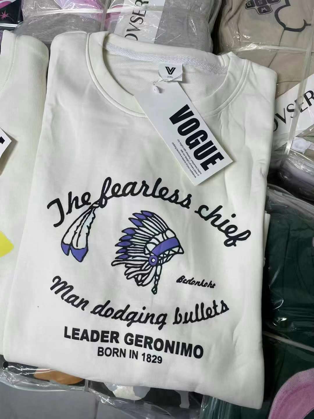 VOGUE Brand Trendy Men's Crewneck Sweatshirts Bulk Clearance, Chinese Stock Clothing Wholesale Export - Image 1