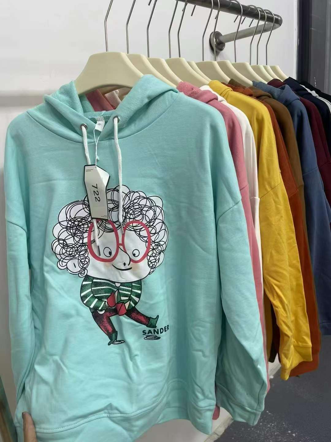 Clearance Stock Spring Cartoon Dopamine Women's Cotton Hoodies Loose One Size Bulk Wholesale - Image 1