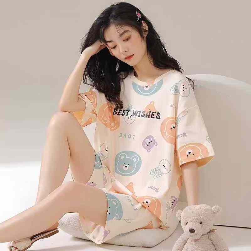 Bulk Wholesale 1200 Sets Women's Summer 2-Piece Cloud Cotton Pajama Set Chinese Clothing Stock Lots - Image 1