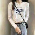 Women's 100% Cotton American Style Slim Long Sleeve T-shirts | Chinese Clothing Stock Lots Wholesale Export - Image 1