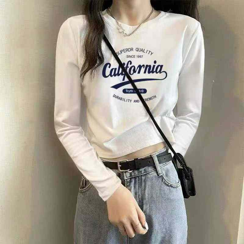 Women's 100% Cotton American Style Slim Long Sleeve T-shirts | Chinese Clothing Stock Lots Wholesale Export - Image 1