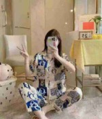 4600 Sets Women's Faux Silk Pajama 2-Piece Set Summer Thin Short Sleeve Plus Size Loungewear Stock Clearance - Image 7