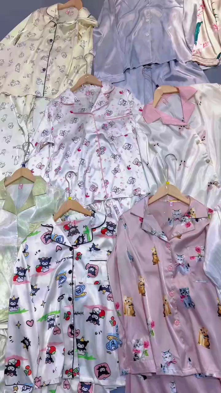 New Arrival In Stock: Mixed Small Bulk Imitation Silk Long Pajamas Stock Lot - Image 1