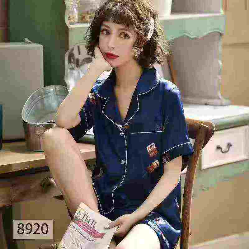 5000 Sets Clearance Women's Summer Faux Silk Short Sleeve 2-Piece Pajama Set Plus Size M-XXL Bulk Stock - Image 2