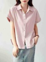 Women's New Summer 100% Cotton Loose Short Sleeve Shirts Office Commuter Bulk Stock Wholesale - Image 7