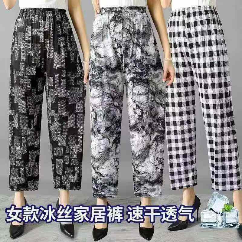 Bulk Clearance Ice Silk Elastic Waist Pants for Middle-Aged & Elderly Women, Chinese Clothing Stock Lots Wholesale Export - Image 1