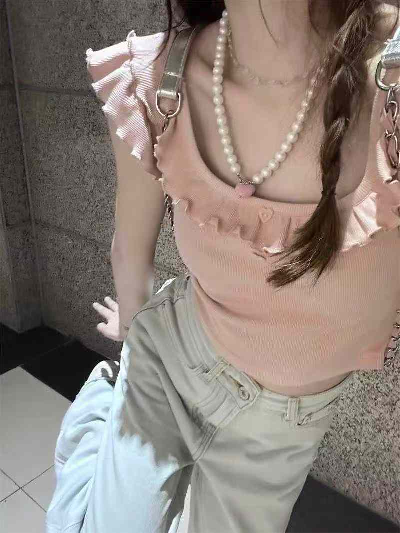 573 Pcs Pure Cotton Lace Trim Cropped Women's T-Shirts Summer Slim Fit Short Sleeve Crop Tops Bulk Wholesale - Image 1