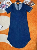 40 Pcs Hong Kong Style Women's Summer Vintage Backless Loose Mid-length Short Sleeve Denim Shirt Dress Stock Lot - Image 4