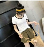 85 Pcs Black White Color Block Crew Neck Short Sleeve Slim Fit Women's T-Shirt 2026 Summer Versatile Tops - Image 5