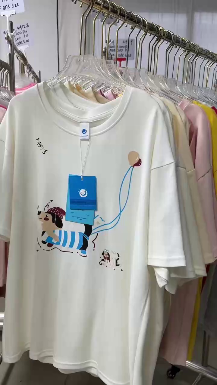 2375 Pcs American Style Loose Ink Painting Cartoon Printed Cotton Women's Summer T-Shirts Bulk Stock Wholesale - Image 1