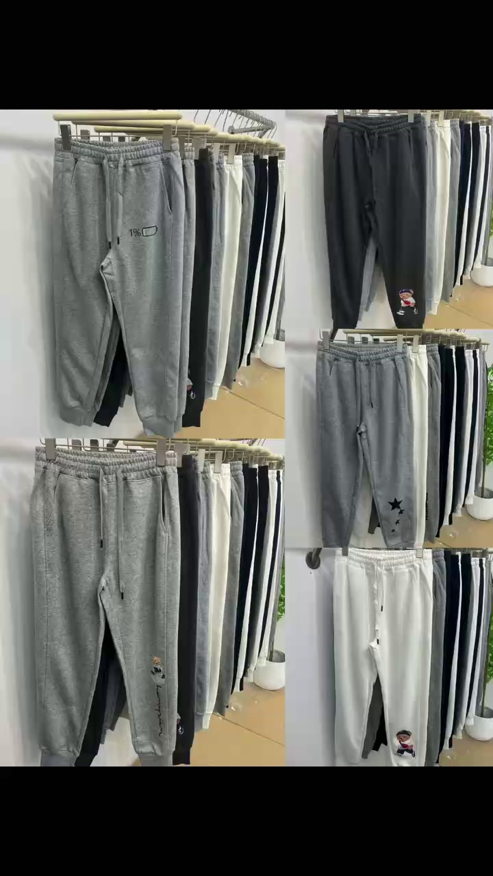 2000PCS Unisex Pure Cotton Non-Fleece Cuffed Casual Sweatpants Bulk Stock Wholesale Clearance - Image 1