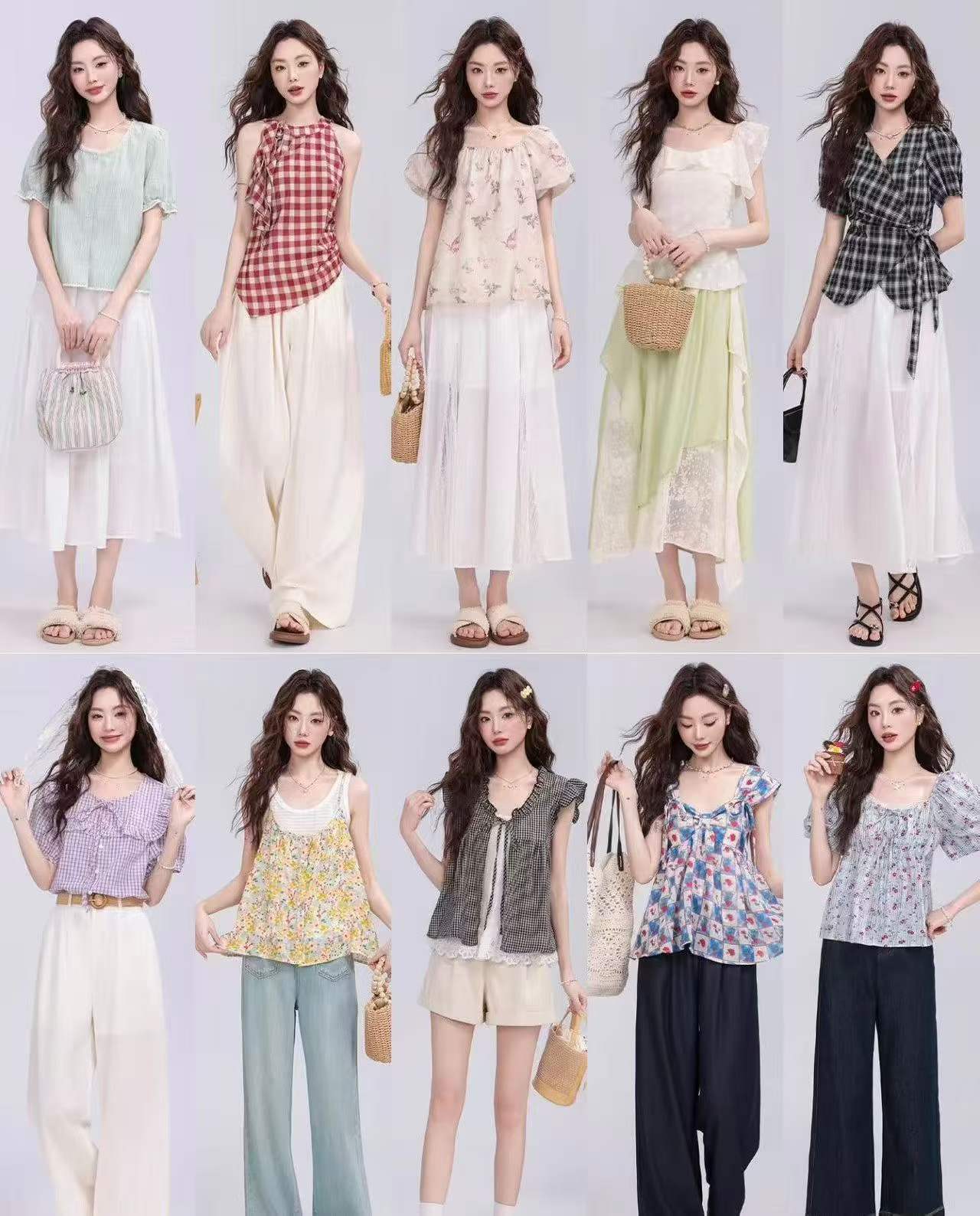 6000 Pieces Clearance In Stock Premium Tweed-inspired Chiffon Blouses Mixed Sizes & Styles - Image 1