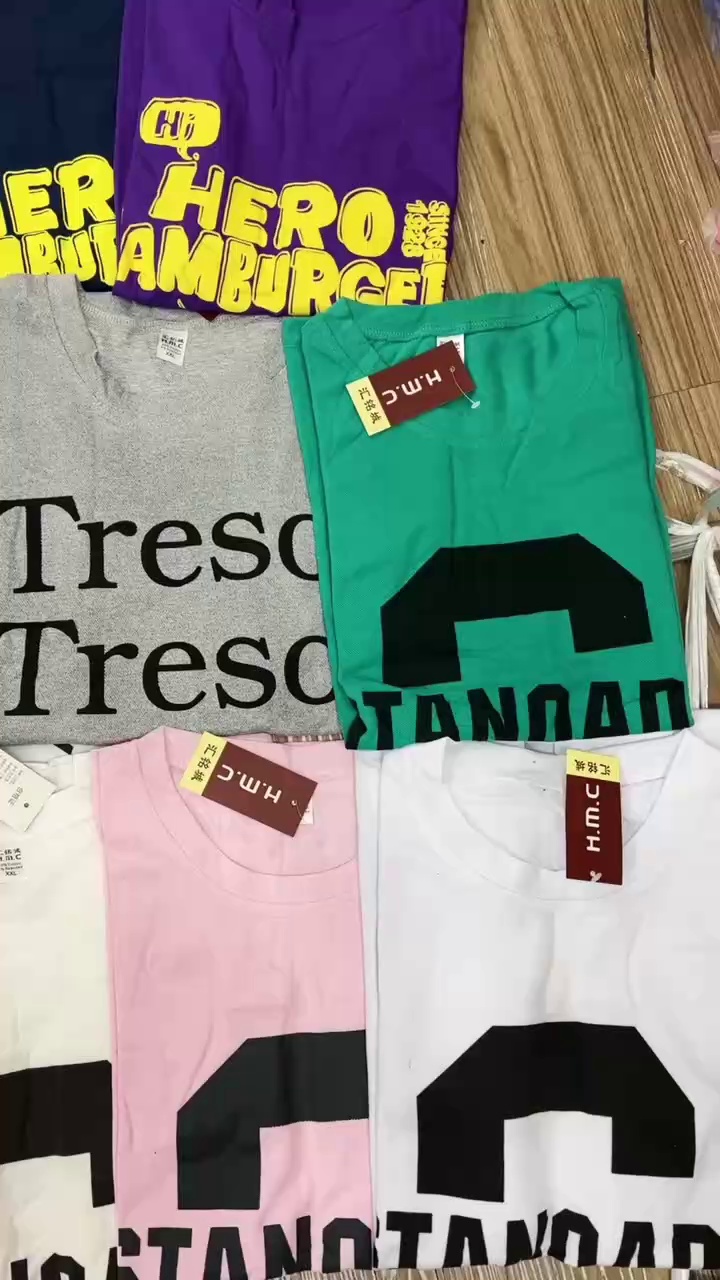 30000 Pieces Bulk Clearance Unisex Pique Cotton Short Sleeve T-Shirts Stock Lots - Image 1