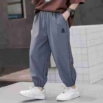 Full Clearance Around 1000 Pcs High Quality Big Kids Breathable Stretch Ice Silk Cuffed Casual Pants - Image 8