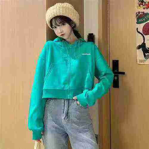 Bulk Clearance Stock: Approx 195 Pcs High Quality Spring Autumn Cotton Loose Cropped Hooded Cardigan Sweatshirts - Image 1