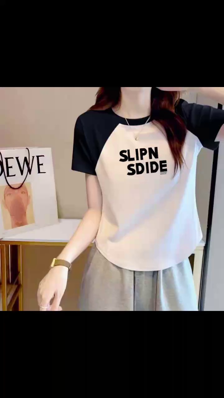 1451 Pieces New Summer Women's Patchwork Regular Shoulder 100% Cotton T-Shirts - Image 1