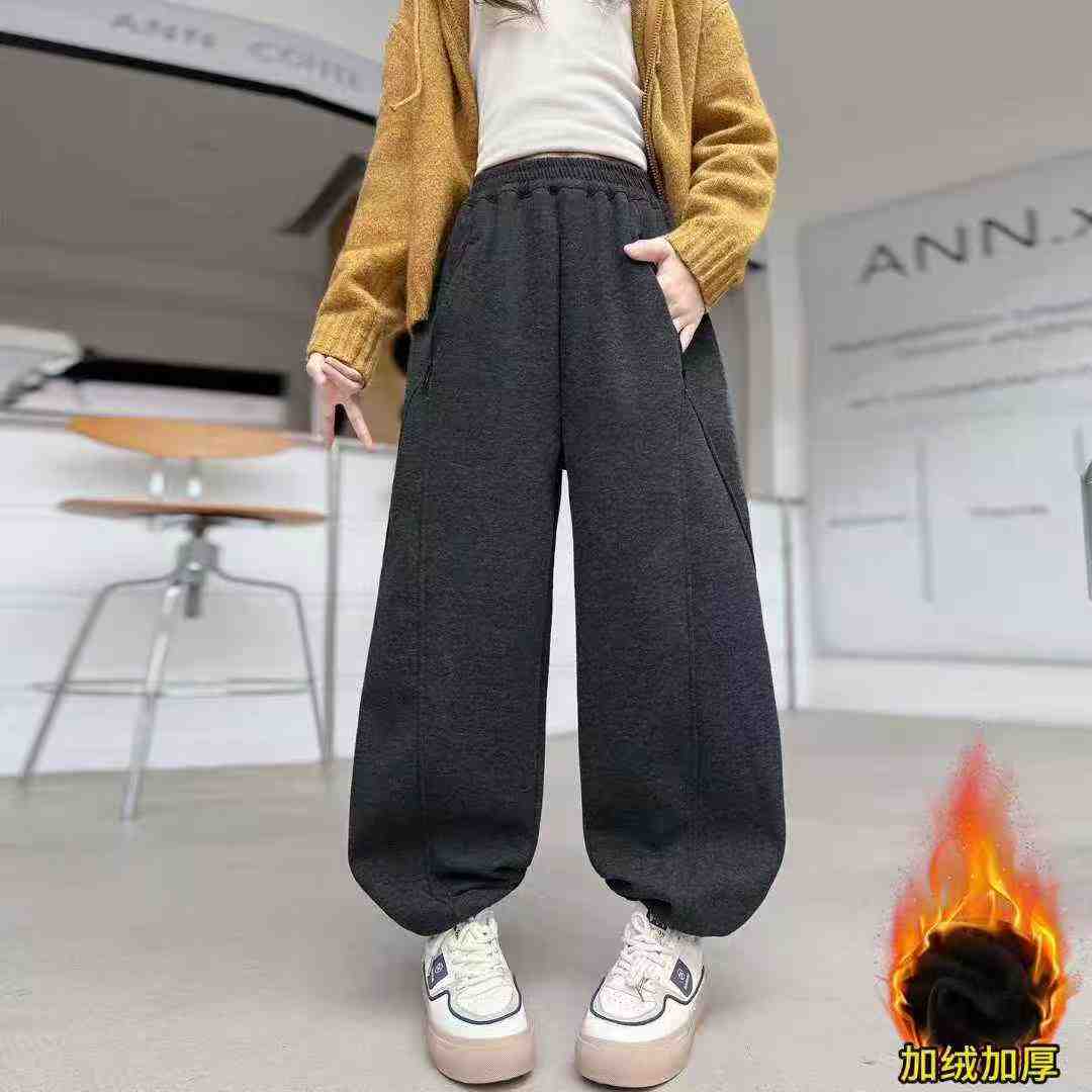 Approx 228 Pcs High Quality Winter Fleece Lined Drawstring Cuffed Jogger Sweatpants for Big Kids Boys & Girls Bulk Clearance - Image 1