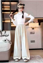 About 188 Pcs High Quality Big Kids Fall Winter Fleece Thickened Wide Leg Pants Stock Clearance - Image 8