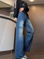 Unisex Vintage Washed Frayed Loose Straight Denim Jeans 465 PCS Bulk Stock Wholesale - Image 6