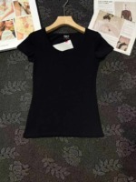 About 2000 Pieces Pure Cotton Plain Solid Crew Neck Short Sleeve Women's T-Shirts Stock Wholesale - Image 4