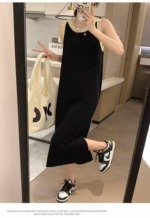 New Summer Korean Style Color Block Ice Silk Knit Sleeveless Dress 128 Pieces Bulk Stock Clearance Wholesale - Image 7