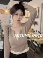 New Spring Korean Style Fake Two-piece V-neck Slim Long Sleeve Tops, 440 Pcs, Bulk Stock Clearance Wholesale - Image 6