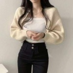 Spring New French Chic Lazy Lantern Sleeve Cropped Batwing Cardigan Sweater, 410 Pieces Wholesale Bulk Stock Clearance - Image 5