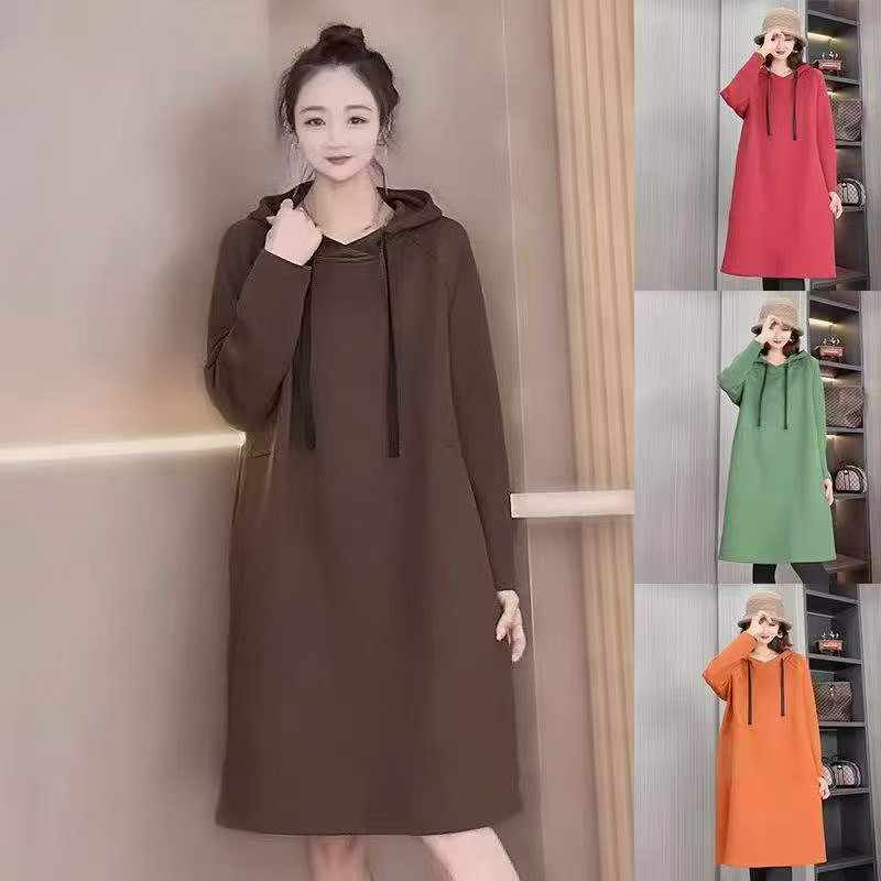47 Pcs Premium Lazy Solid Fleece Oversized Hooded Sweatshirt Dress S-XL Stock Clearance Wholesale - Image 1