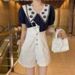 French Design Embroidered Doll Collar Puff Sleeve Loose Chiffon Women's Short Sleeve Blouse, Total 2060 Pieces Bulk Stock - Image 7