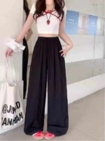 246 Pieces Women's Summer Lazy Style Ice Silk Crepe Wide Leg Casual Yamamoto Pants - Image 6