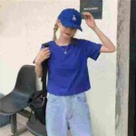 662 Pcs Solid Color Loose Cropped Crew Neck Short Sleeve Summer T-Shirts For Women Bulk Stock Wholesale - Image 9