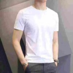 About 300 Pcs Summer Men's 100% Cotton Loose Crew Neck Solid T-shirts, Majority Plain, Few Printed, Size L-3XL Bulk Stock Wholesale - Image 2