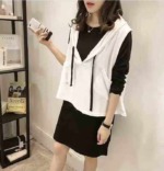 Total About 90 Sets Bulk Stock Women's Outfits: About 60 Korean Style Spring Autumn 2-piece Dress Sets, About 30 Long Sleeve Shorts Sets - Image 9