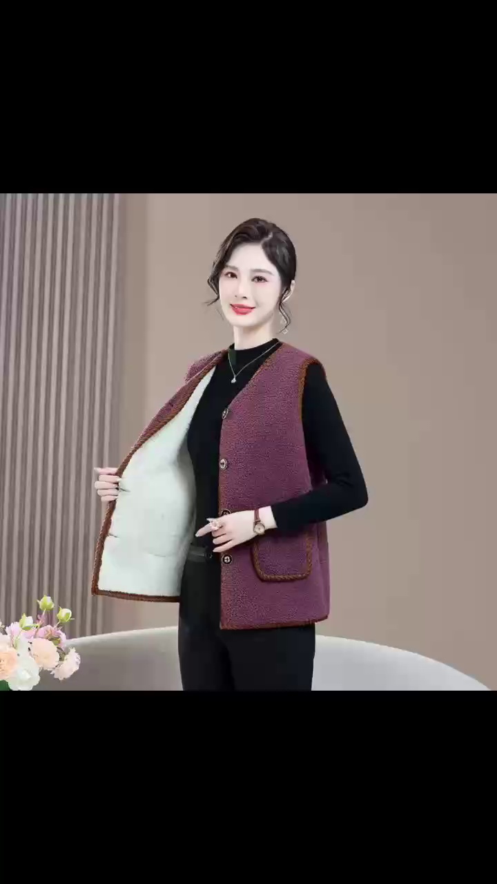 About 800 Pieces Middle-aged & Elderly Lamb Fleece Spring Autumn Vests Bulk Wholesale Clearance Stock - Image 1