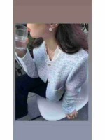 230 Pieces Grey Cropped French Elegant High-end Woven Short Tweed Coat Autumn Clearance Stock - Image 4