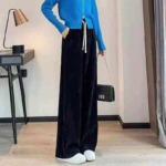 318 Pcs New Spring Autumn High Waist Loose Wide Leg Corduroy Pants, 2 Colors, Sizes 1-5, Individual Packing - Image 9