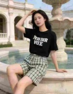 High Waist Drawstring Loose Plaid Wide Leg Knee-Length Pants Bulk Clearance Stock For Wholesale Export - Image 3