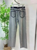580 Pcs Korean Style Relaxed Retro Vintage High Waist Wide Leg Stretch Grey Denim Jeans Bulk Stock Clearance - Image 6