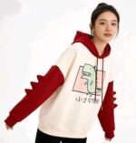 Clearance Bulk Stock: 664 Pcs Korean College Style Dinosaur Design Fleece Lined Hoodies S-XL Wholesale Export - Image 1