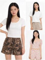 Bulk 1352 Pcs Sweet Youth Plaid Polka Dot Casual Shorts Chinese Clothing Stock For Wholesale Export - Image 1