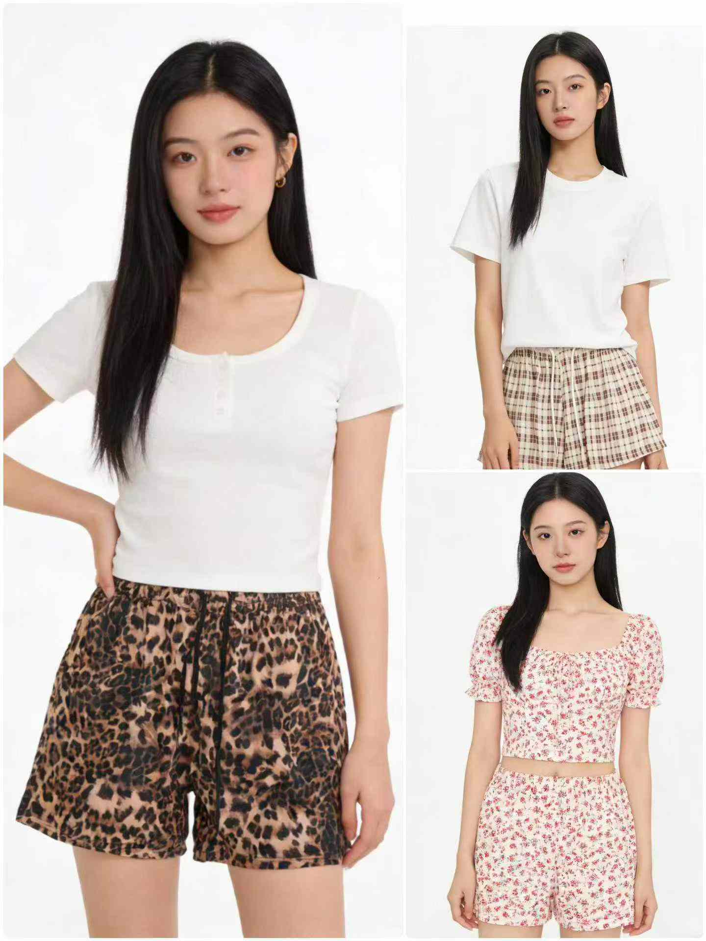 Bulk 1352 Pcs Sweet Youth Plaid Polka Dot Casual Shorts Chinese Clothing Stock For Wholesale Export - Image 1