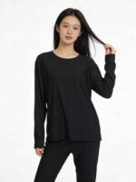 Clearance Sale: 203 Sets Black Solid Plain Comfortable Long Sleeve Top & Long Pants Sets Sizes S-4XL Chinese Clothing Stock - Image 1