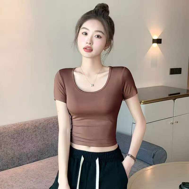 369 Pcs Hottie Hong Kong Style Cropped Solid Short Sleeve T-Shirts | Bulk Chinese Clothing Stock Wholesale - Image 1