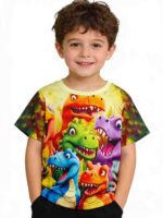 Bulk Clearance 169 Pcs Hot Selling Kids Dinosaur Printed T-Shirts Size 3-5Y - Wholesale Chinese Stock Clothing - Image 1