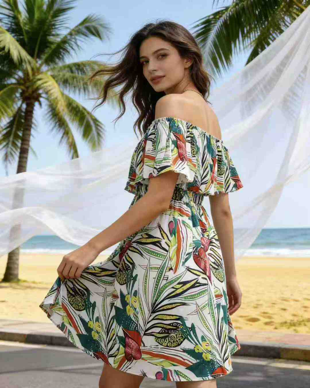 Clearance Sale: 164PCS Floral Vacation Off-shoulder Dresses S-XL | Chinese Clothing Stock Wholesale Export - Image 1